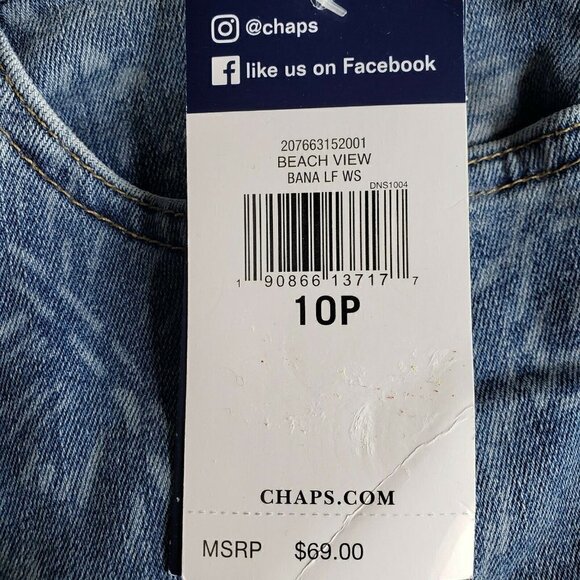Chaps Madden Capri Jeans Size 10P 30X20 Super Stretch Slimming Beach View - Picture 5 of 10